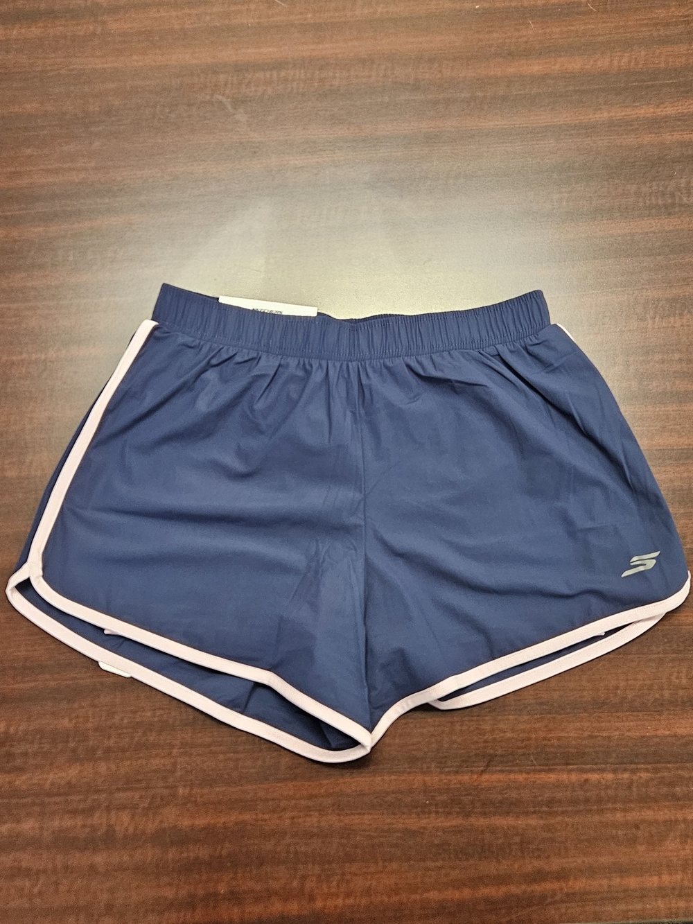 Skechers Women's Navy Athletic Shorts with Light Pink Piping